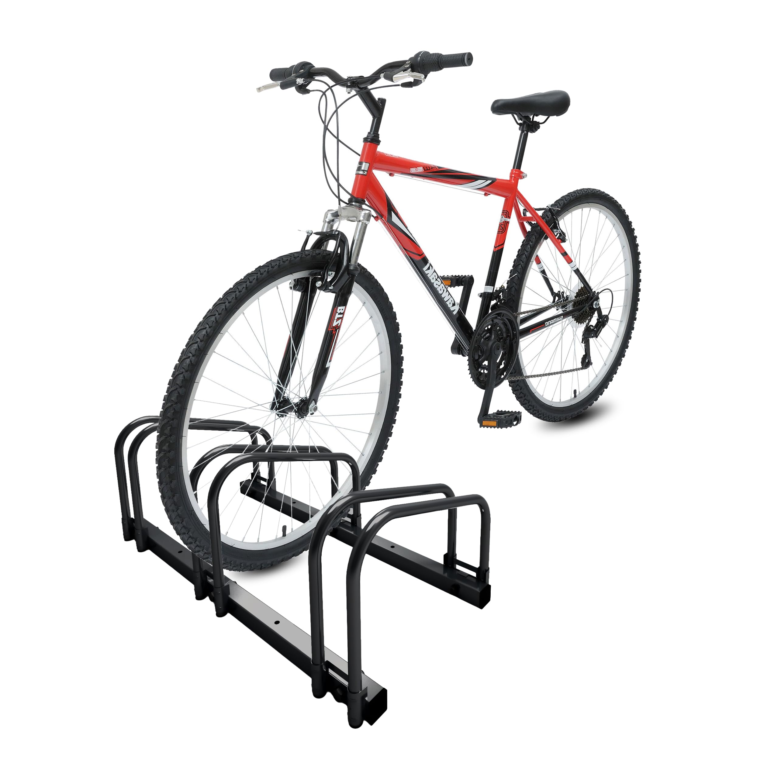 VOUNOT 3 Bike Stand – Floor or Wall Mounted Garage Bicycle Rack, Black