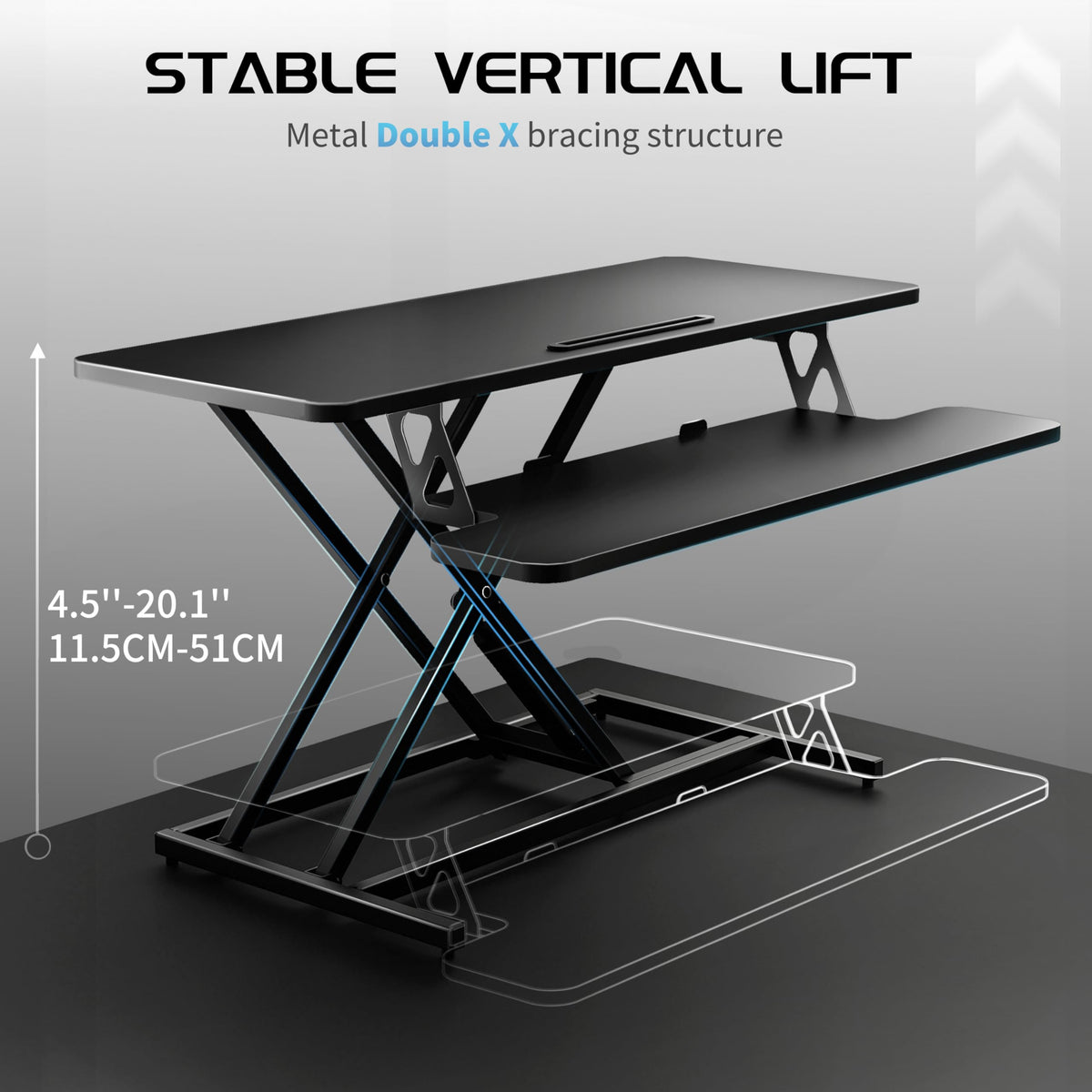 ERGOMAKER Height Adjustable Standing Desk Converter 101cm40 Inch, Black - image 4