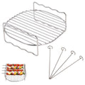 Gekufa Air Fryer Rack - 304 Stainless Steel Double Layer with 4 Skewers