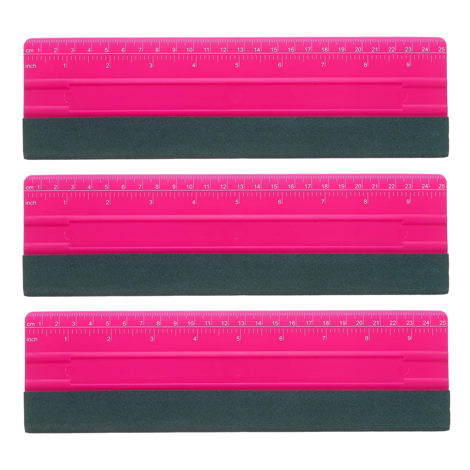 3-Piece 9.8" Vinyl Wrap Squeegee with Felt Edge and Ruler