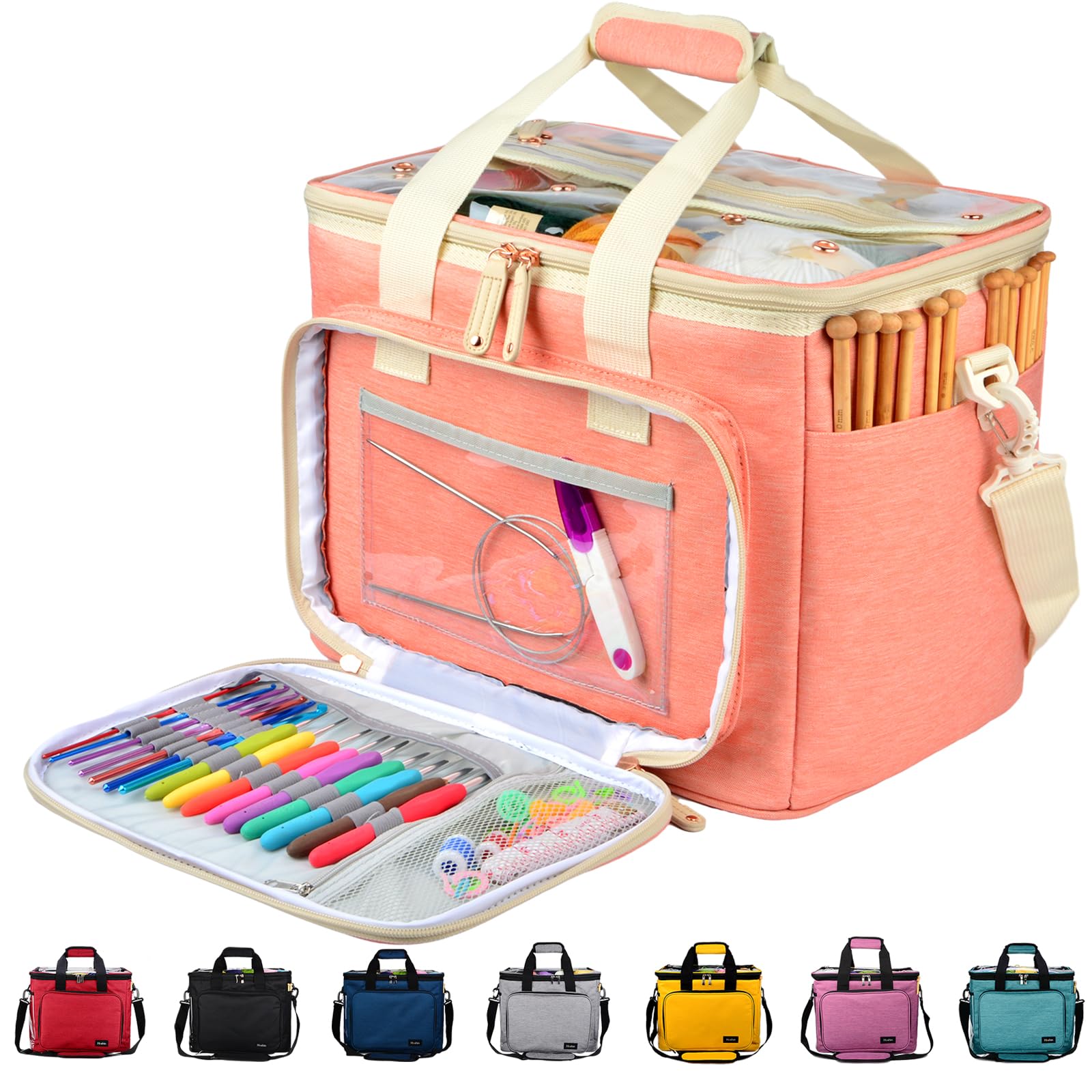 Hoshin Knitting Bag | Large Yarn Storage Tote with Shoulder Strap & Divider