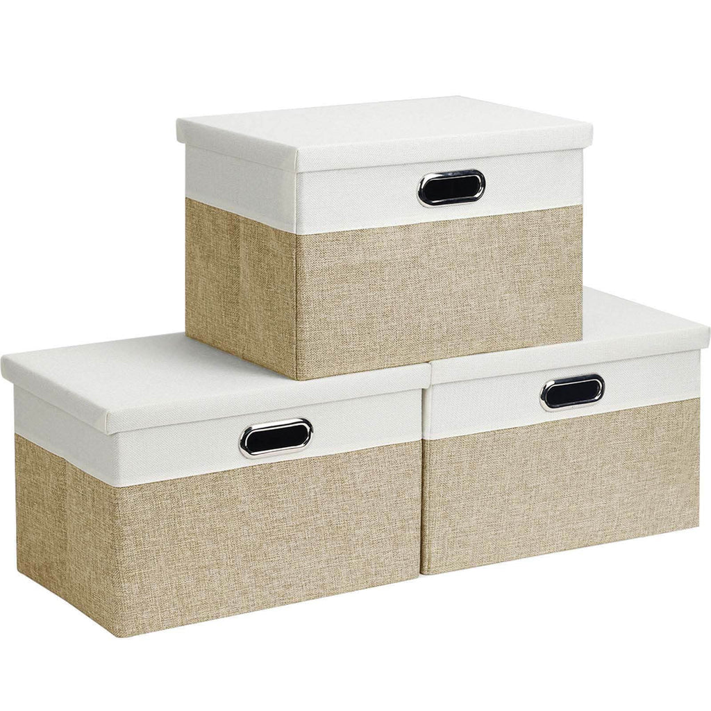 Febzoce Foldable Fabric Storage Bins with Lids – 3 Pack Extra Large Baskets