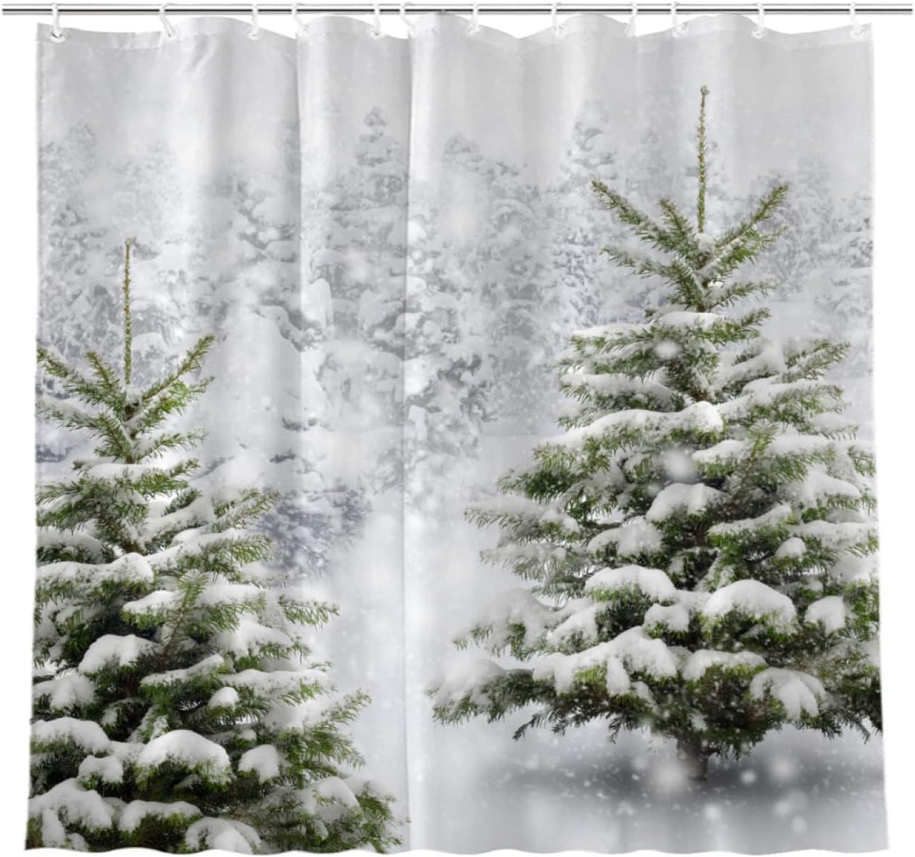 JOOCAR Christmas Tree Shower Curtain | Winter Forest Polyester Decor