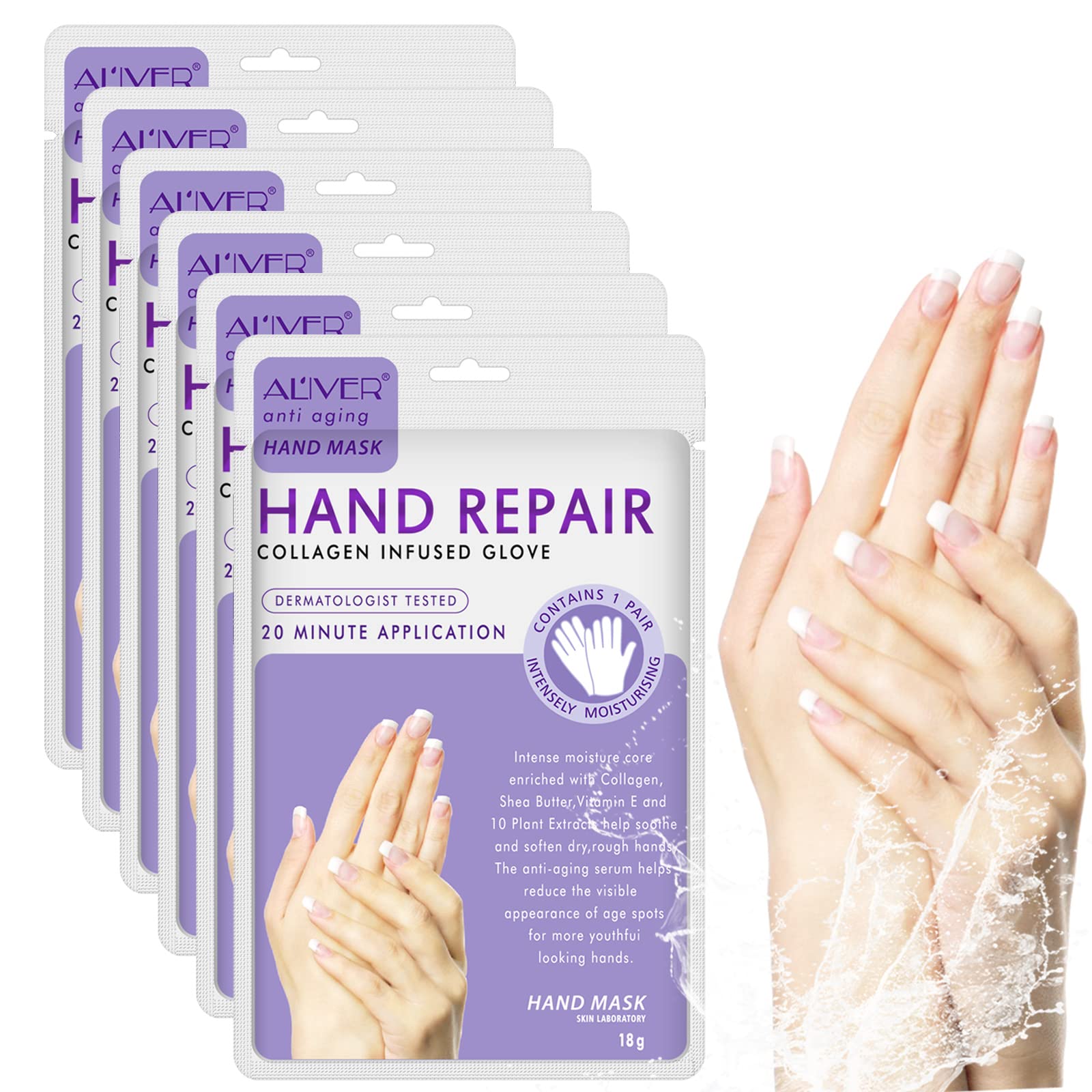 CCKULOOB Hand Mask – 6 Pairs Collagen & Shea Butter Moisturizing Gloves