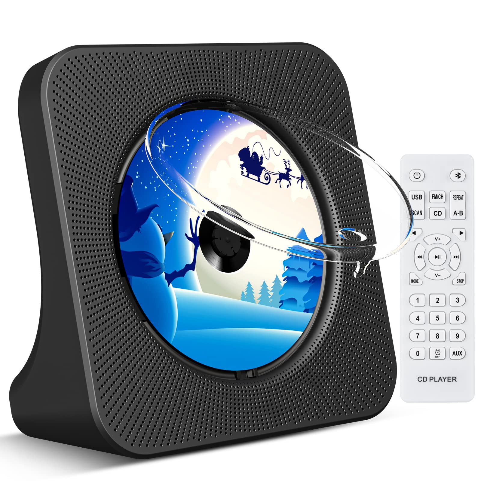 KOVCDVI Desktop CD Player with Bluetooth 5.0 Speakers and FM Radio