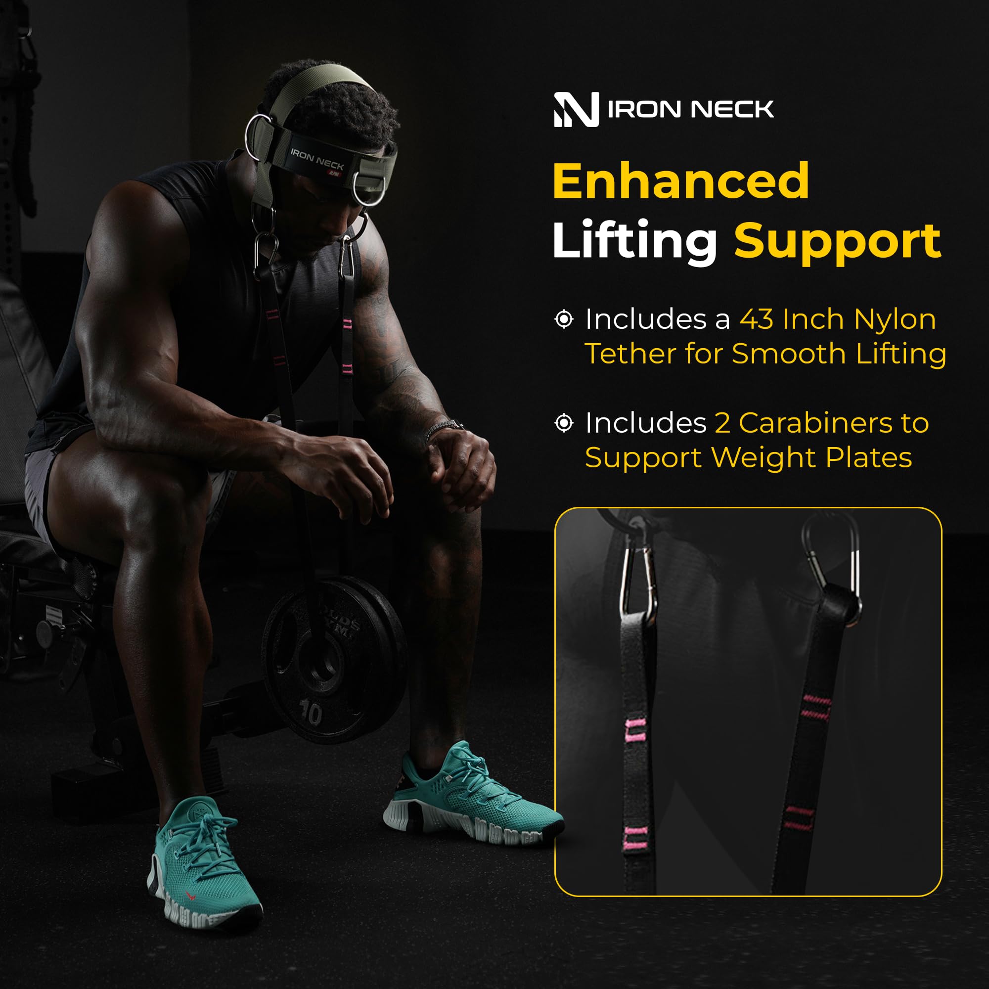 Iron Neck Alpha Harness | Adjustable Neoprene Neck Trainer with D-Rings