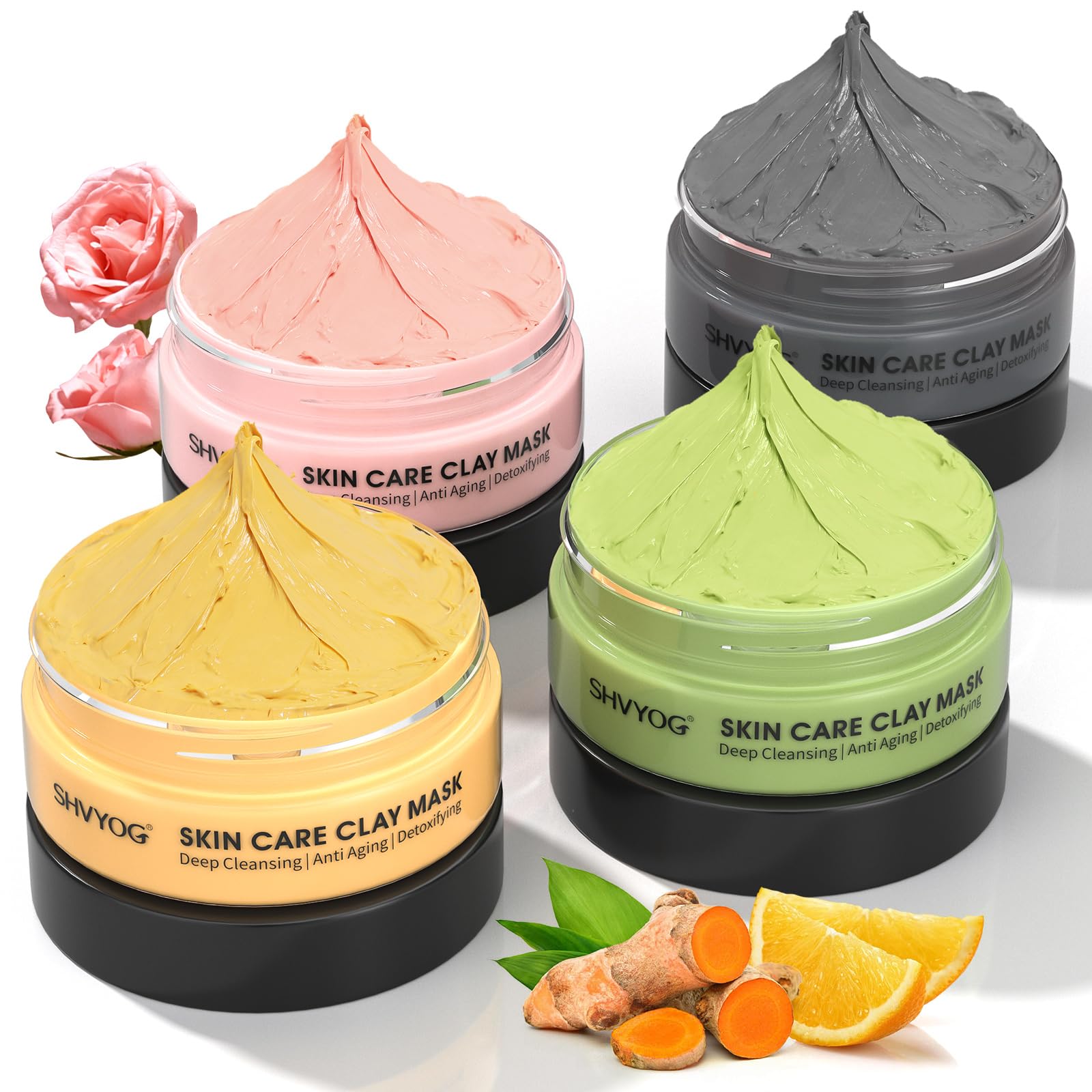 4-in-1 Clay Face Mask Kit | Vitamin C, Turmeric & Mud (240g)