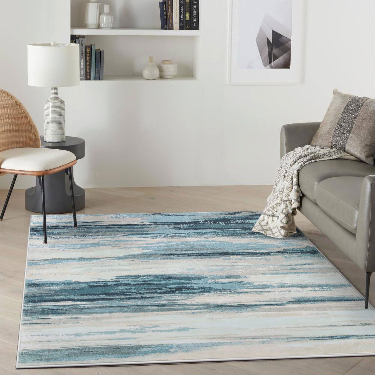 Tinyboy-hbq Modern Abstract Area Rug | Blue Soft Non-Slip Carpet