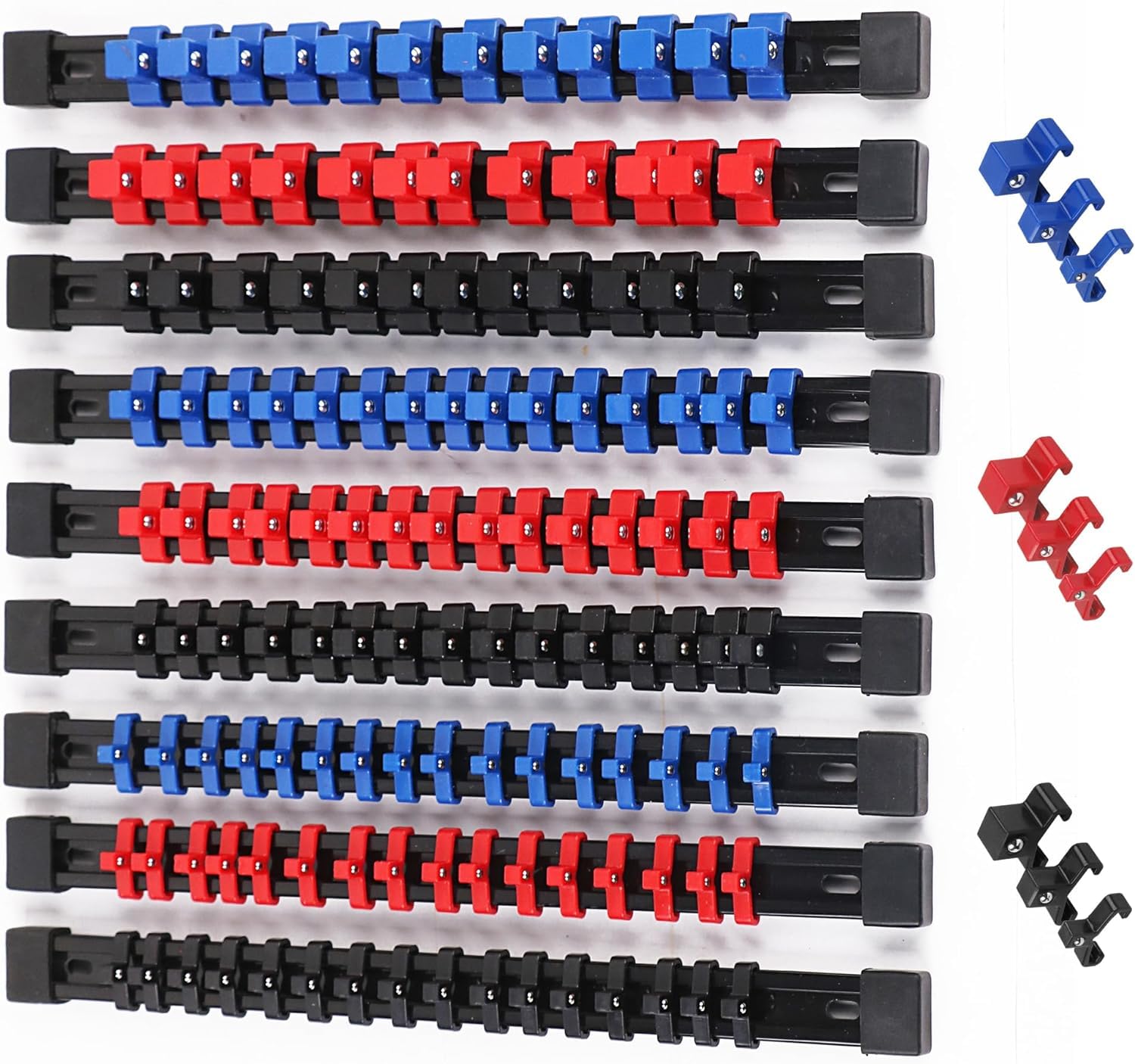 SWANLAKE Socket Organizer Rail Set | 9-Piece 1/4, 3/8, 1/2-Inch Holders