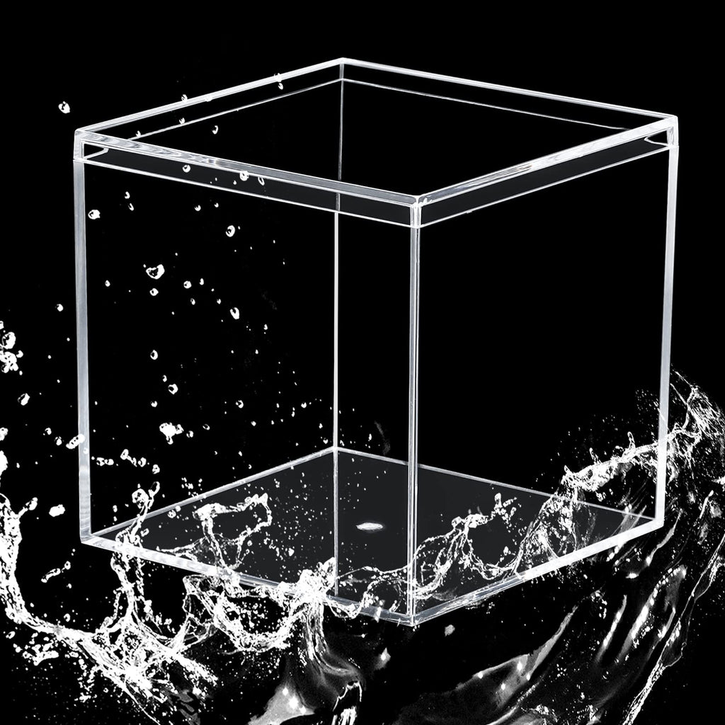 Kamehame Clear Acrylic Display Box with Lid Small Boxes 4 Pcs 10x10x10cm