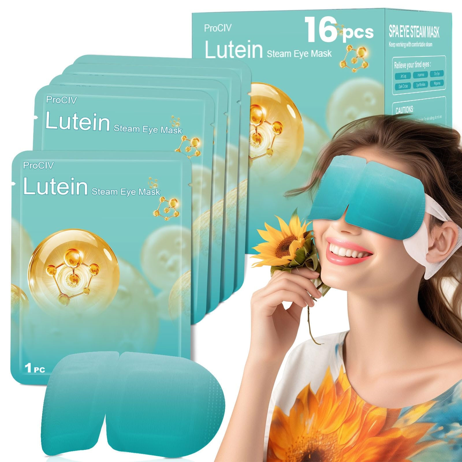 ProCIV Steam Eye Mask - 16 Pcs Self Heated Sleep Mask for Dry Eyes