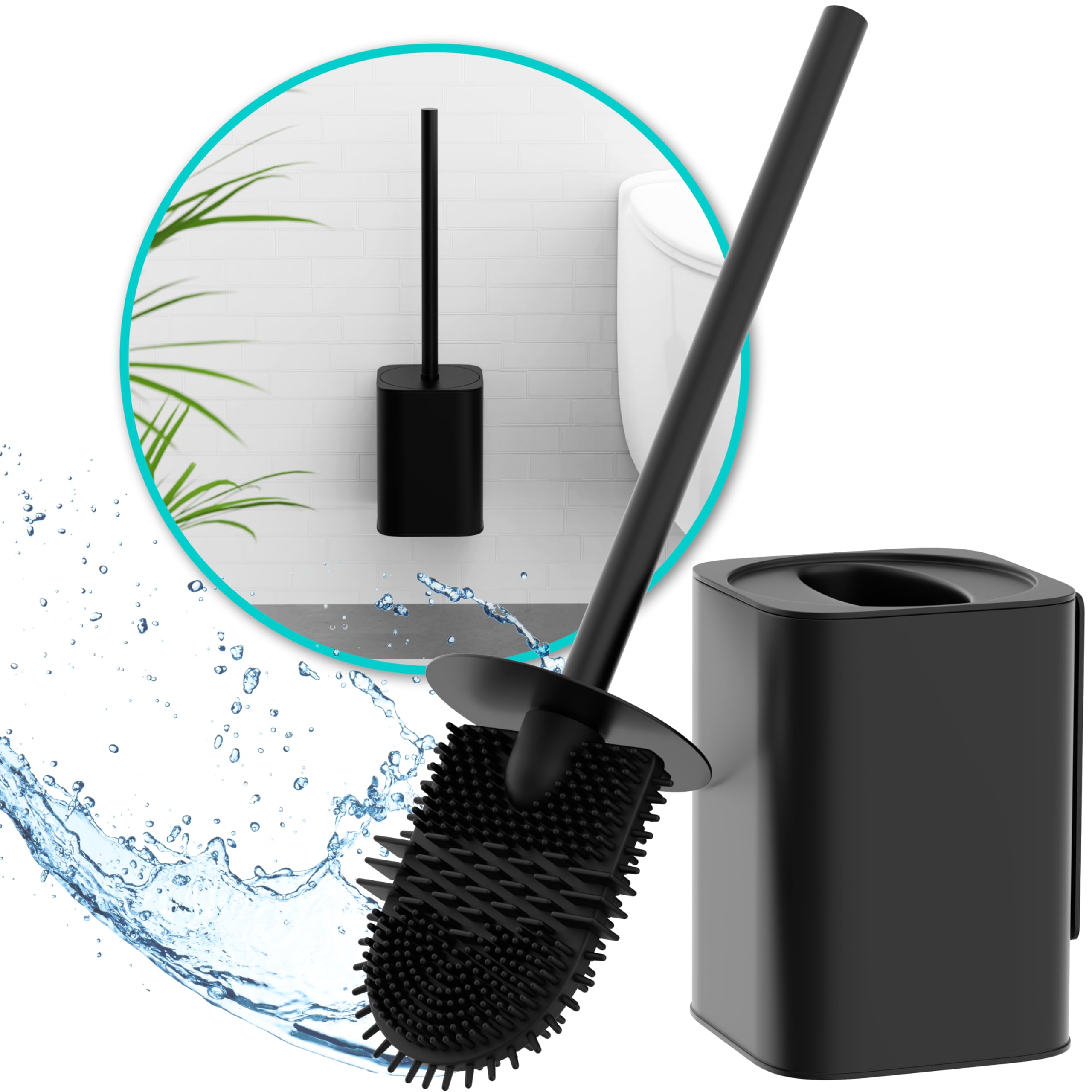 Hovea Wall Mounted Toilet Brush - Matte Black Silicone & Metal Case