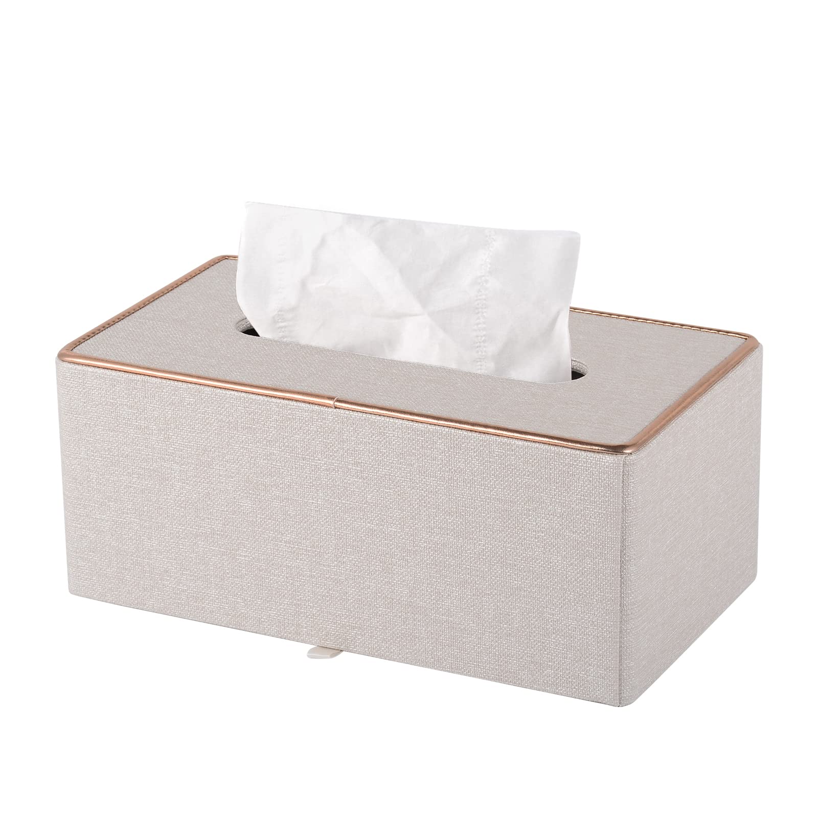 XNONE PU Leather Tissue Box Cover – Rectangle Napkin Holder, Beige