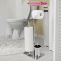 Freestanding Toilet Roll Holder with Brush & Phone Shelf