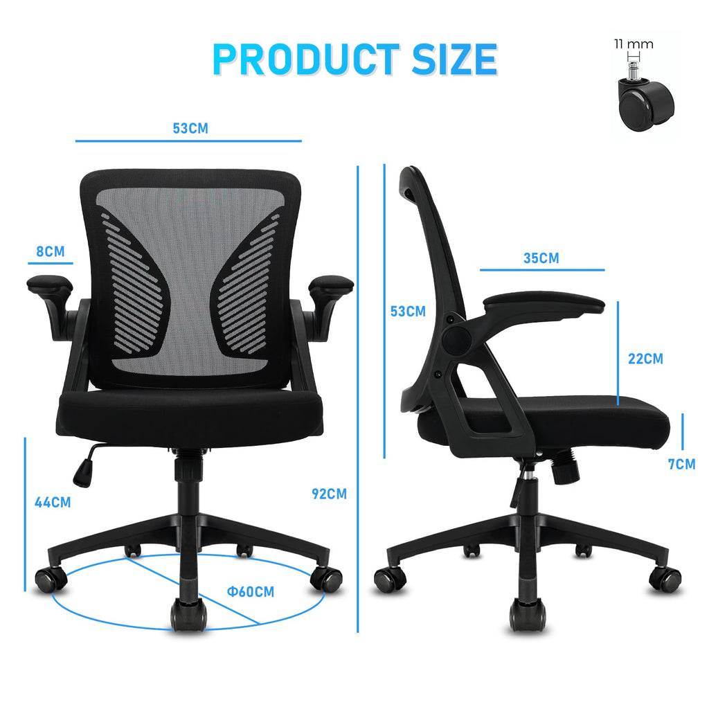 Durrafy Ergonomic Mesh Office Chair | Flip-up Arms & Lumbar Support