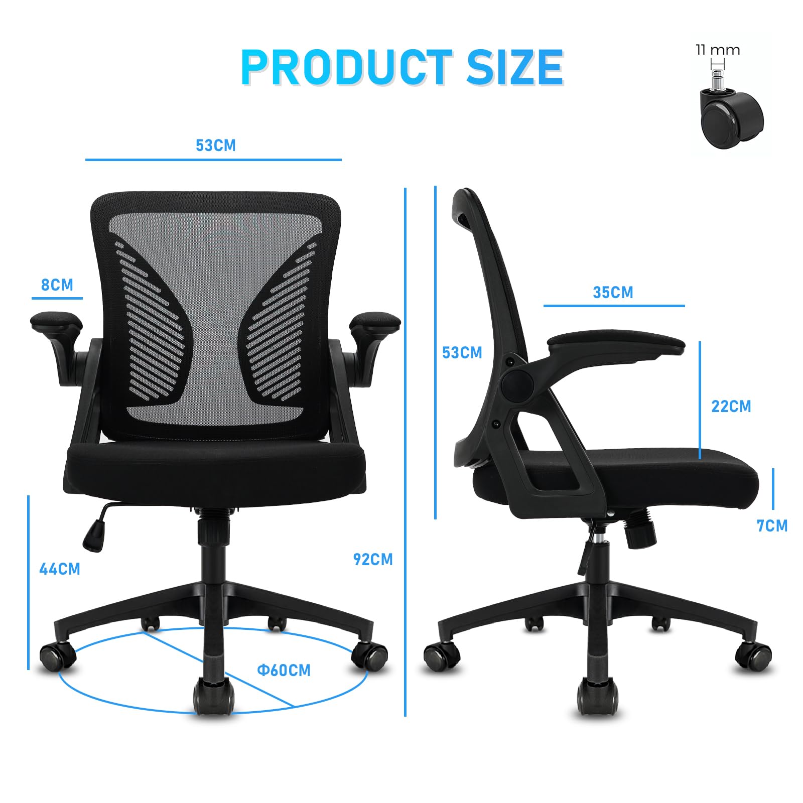 Durrafy Ergonomic Mesh Office Chair | Flip-up Arms & Lumbar Support