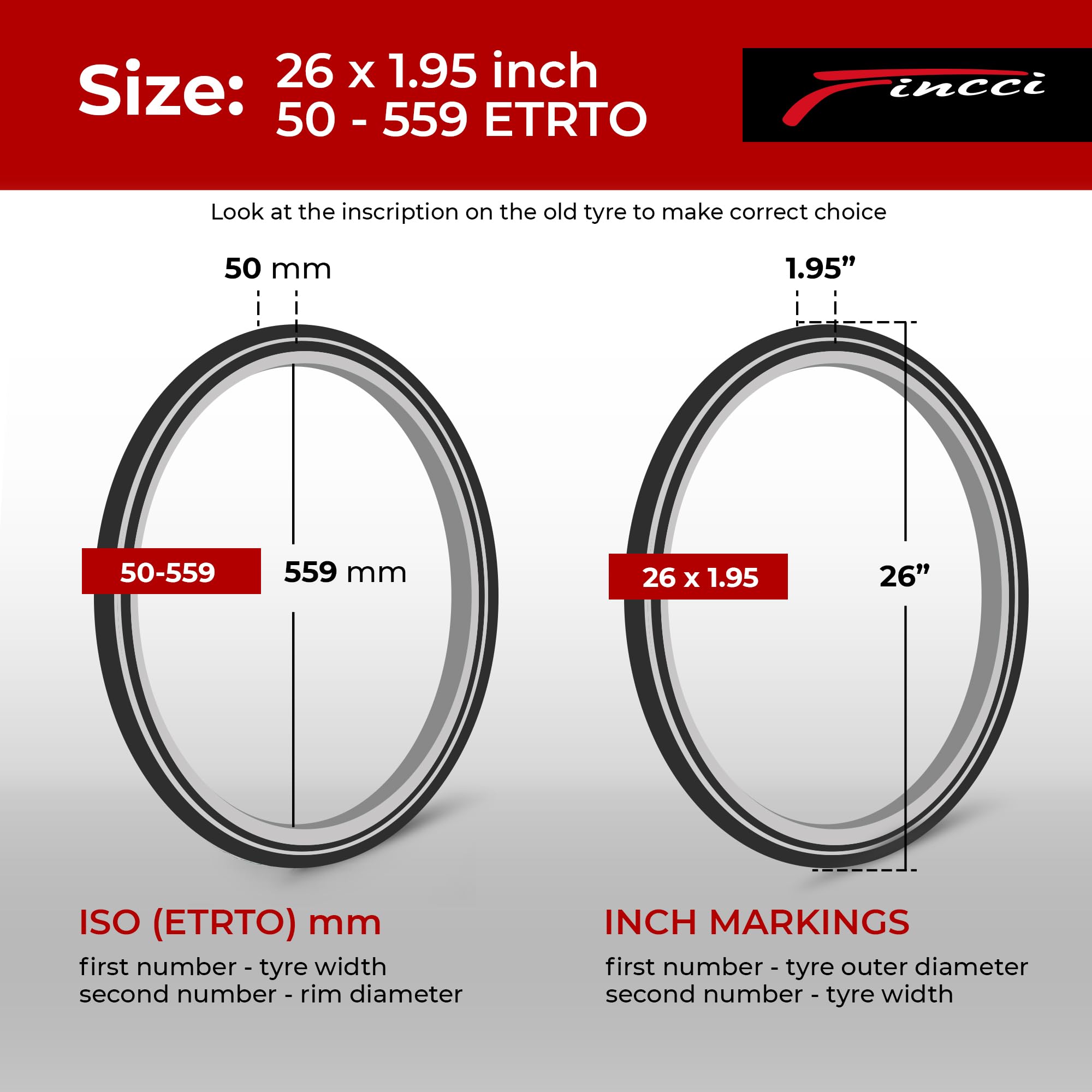Fincci 26 x 1.95 MTB Bike Tyres | Foldable 60 TPI with Inner Tubes (Pair)