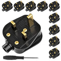 Jolof Store UK Mains Plugs | 13A Fused Heavy Duty Rubber - 10 Pack