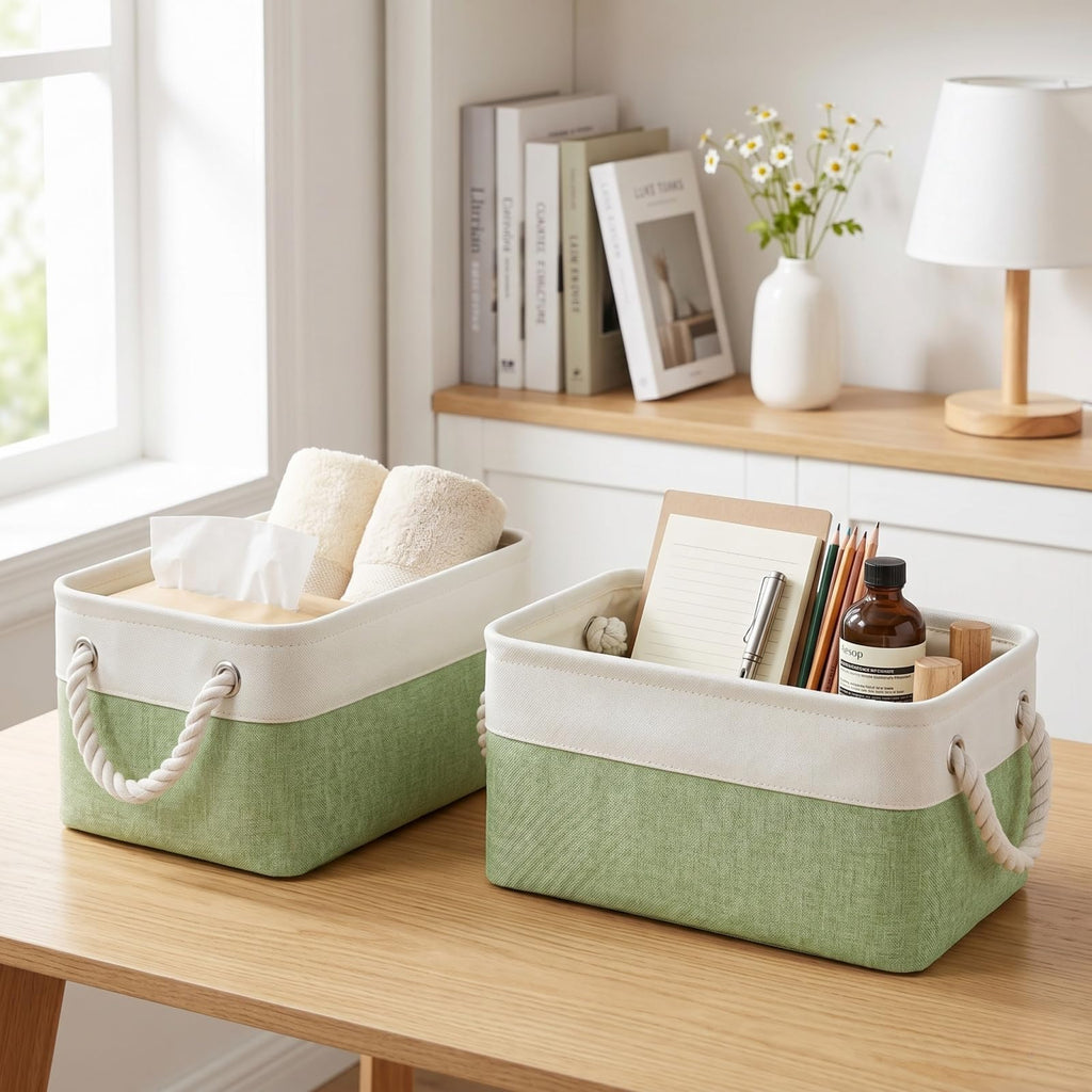 SOCOHOME Fabric Storage Box, Small Storage Basket with Handles for Shelves Toy, Wear-Resistant and ReinforcedS, 4 Pack - image 5