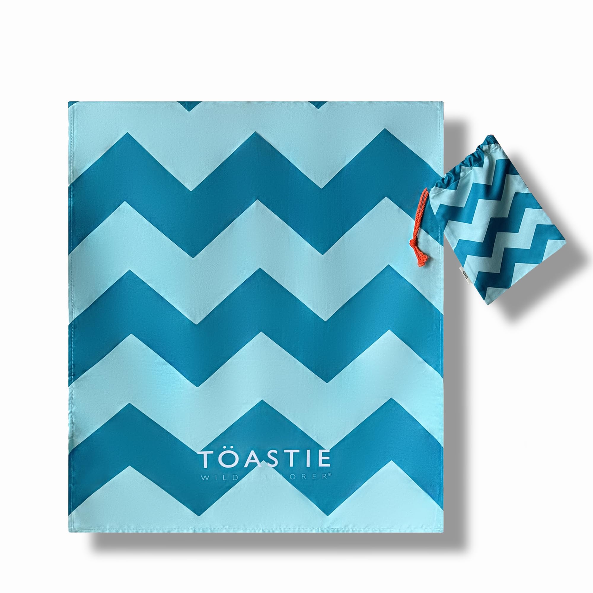 TÖASTIE Quick Dry Microfiber Beach Towel – Sand Resistant Mint Chevron