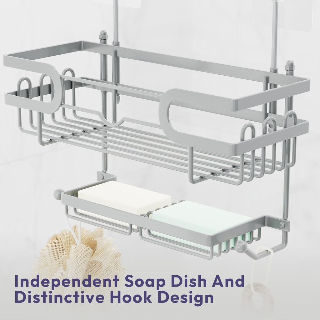 SWTYMIKI Shower Caddy Hanging - 3 Tier Over Door Shower Shelf With 16 Hooks and 2 Soap Dish, Rustproof Hanging Shower Organiser - image 4