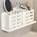 Jorun Wall Mounted Toothbrush Holder – 4-Slot White Aluminum Organizer