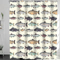 GardEssere Fish Shower Curtain | Waterproof Blue Vintage Fishing Decor
