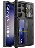 Vihibii Samsung Galaxy S23 Ultra Wallet Case with Sliding Camera Cover