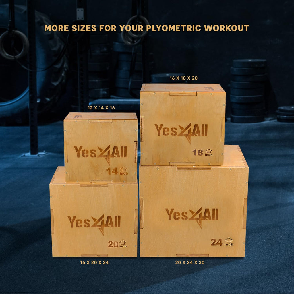 Yes4All Wood Plyo Box – 3-in-1 Wooden Jump Box for CrossFit & MMA