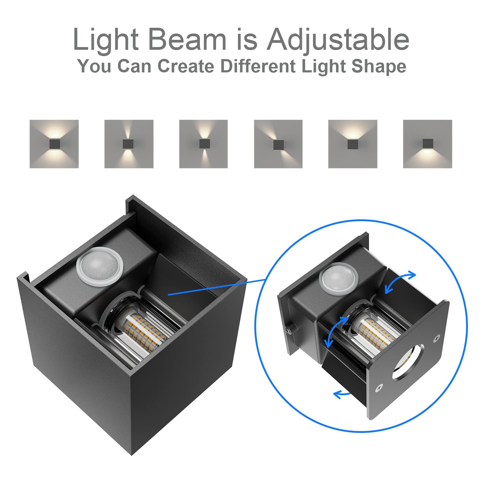 Klighten Outdoor Wall Light with Motion Sensor | IP54 Waterproof - 2 Pack