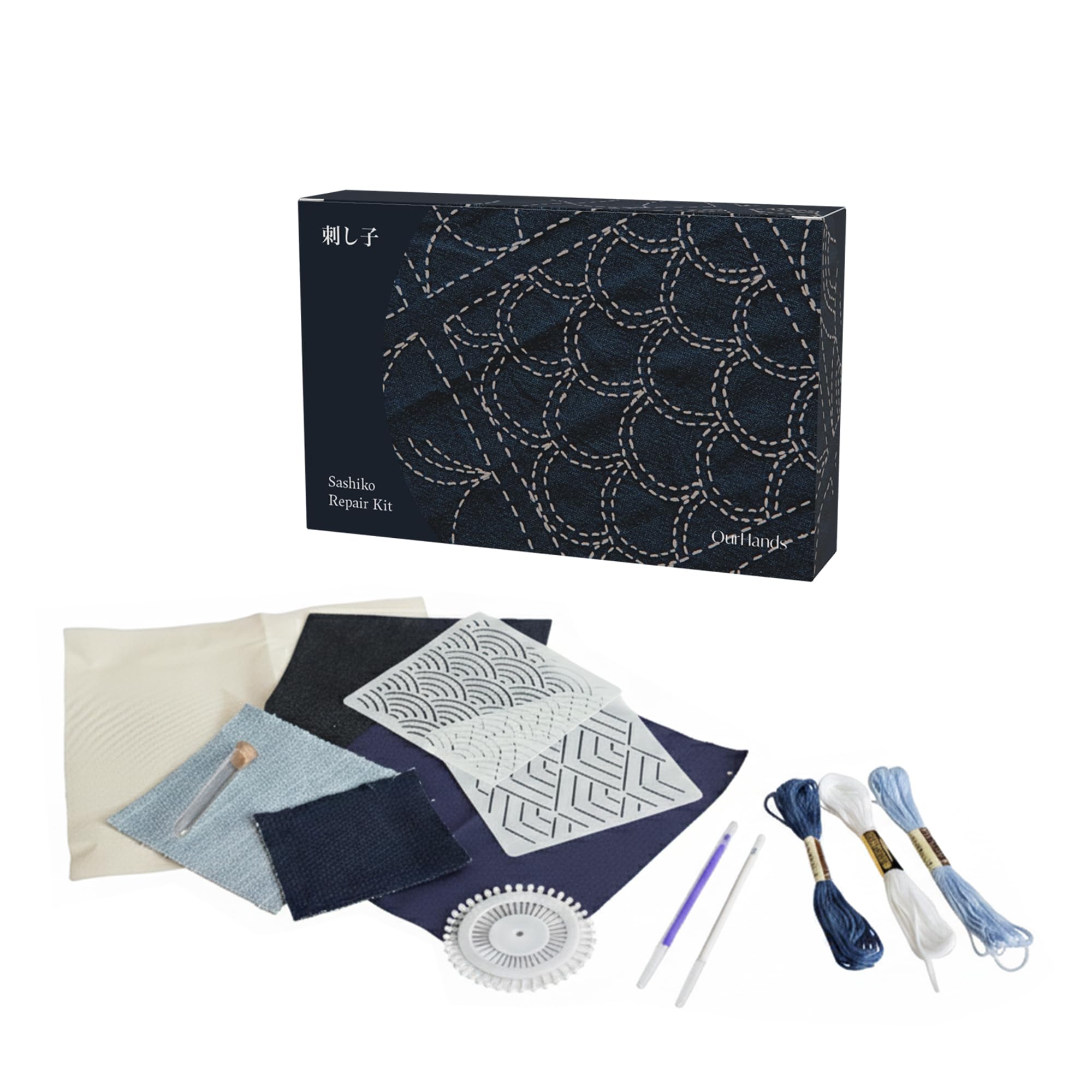 OurHands Sashiko Repair Kit | Japanese Visible Mending Set for Clothing