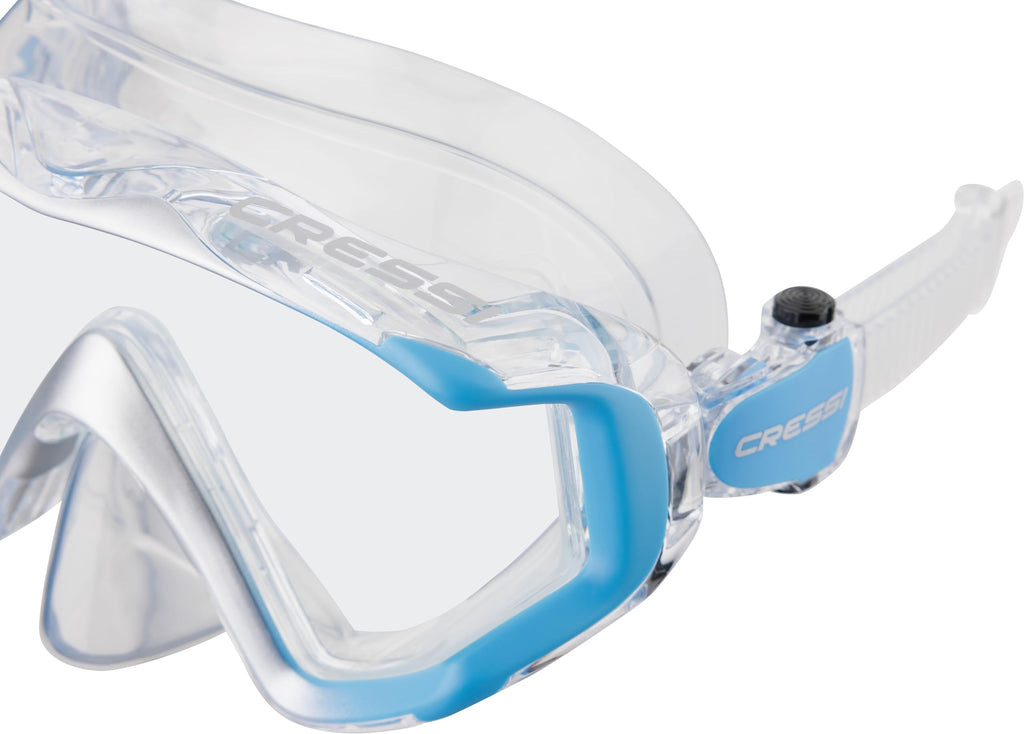 Cressi Liberty 3-Window Panoramic Diving Mask - Blue/Silver Silicone