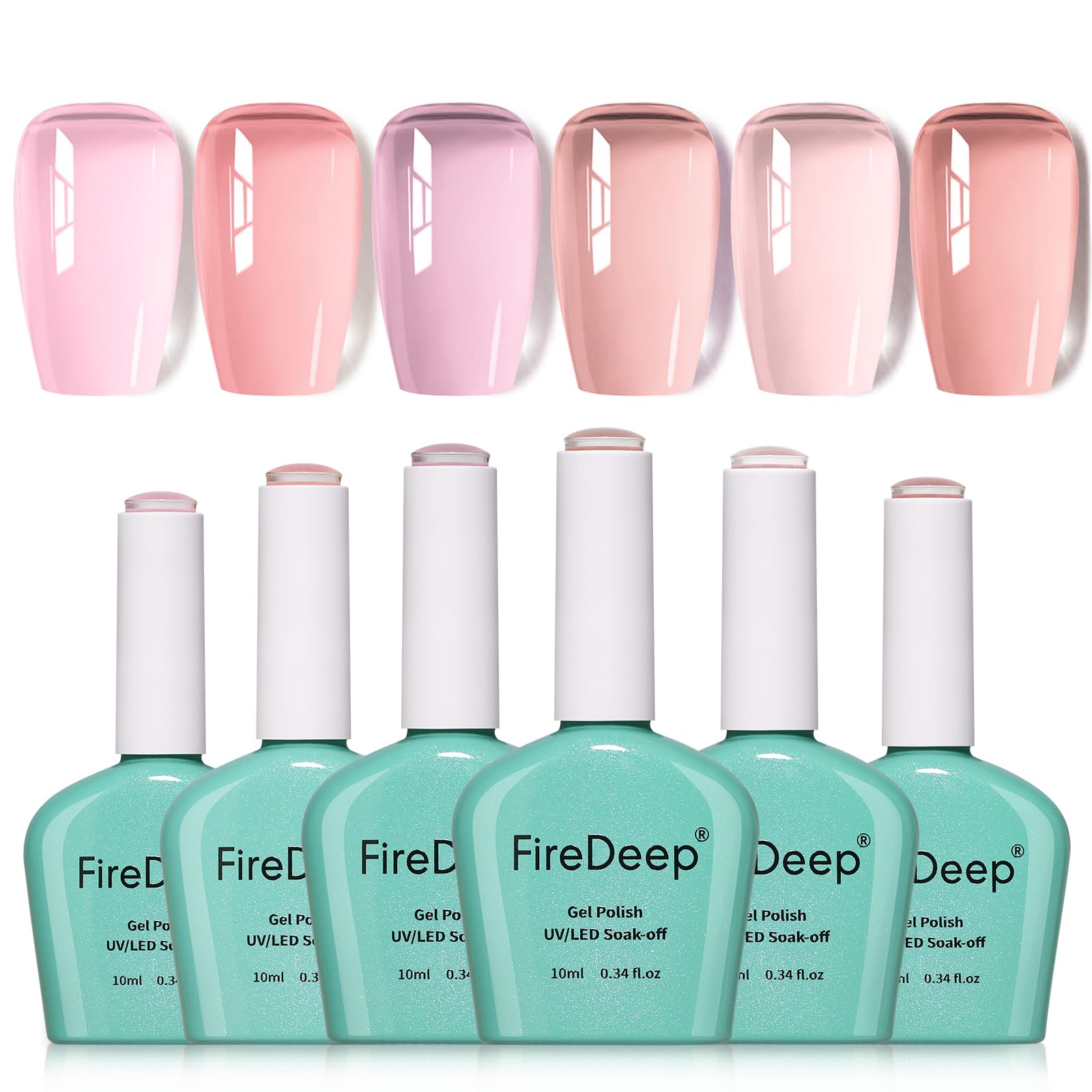 Firedeep Sheer Jelly Gel Polish Set | 6 Baby Blush Hema Free Shades