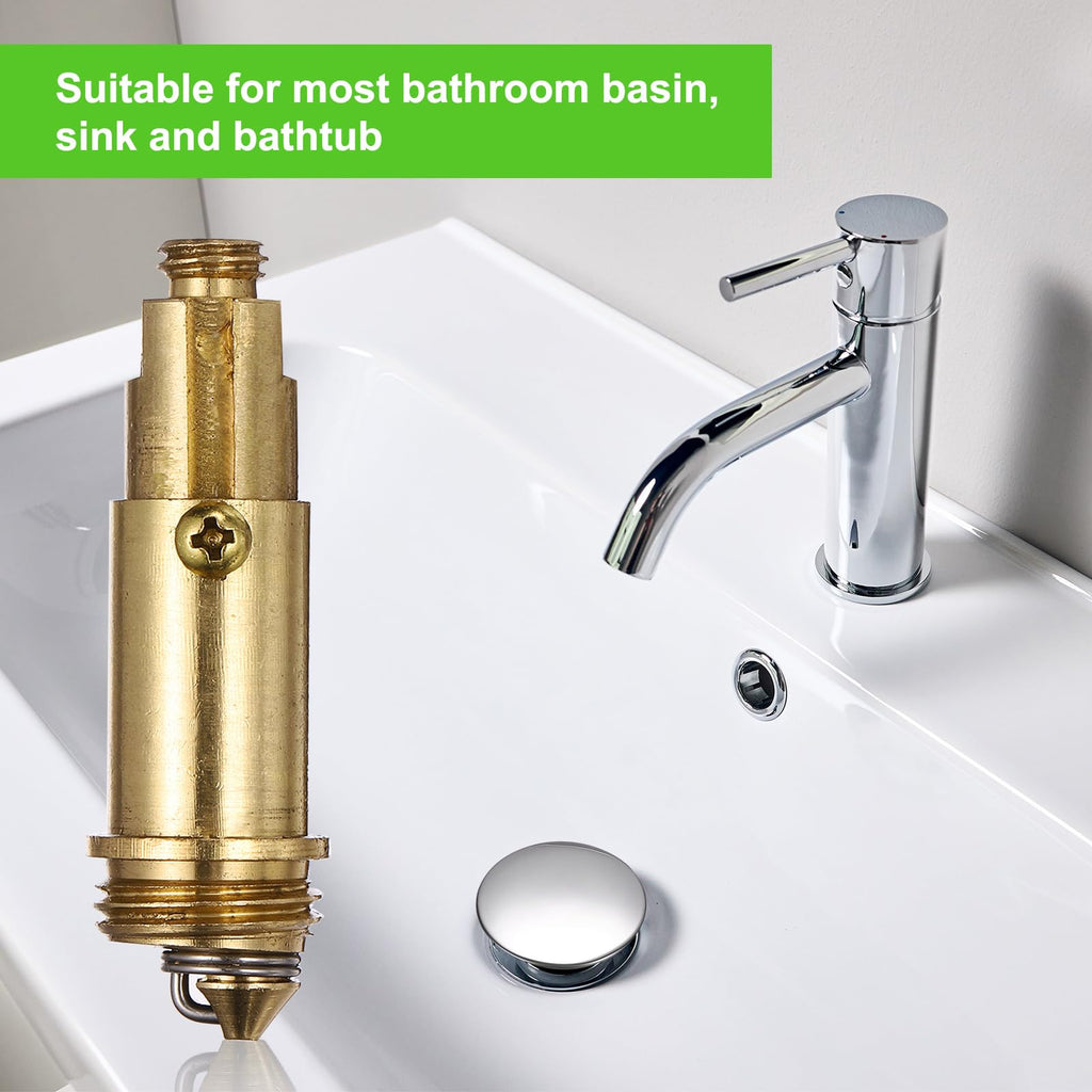 sourcing map Basin Sink Clicker, Replacement Sink Basin Clicker Brass Push Spring Plug for Home Bathroom Bathtub Sinks Drain Stopper - image 5