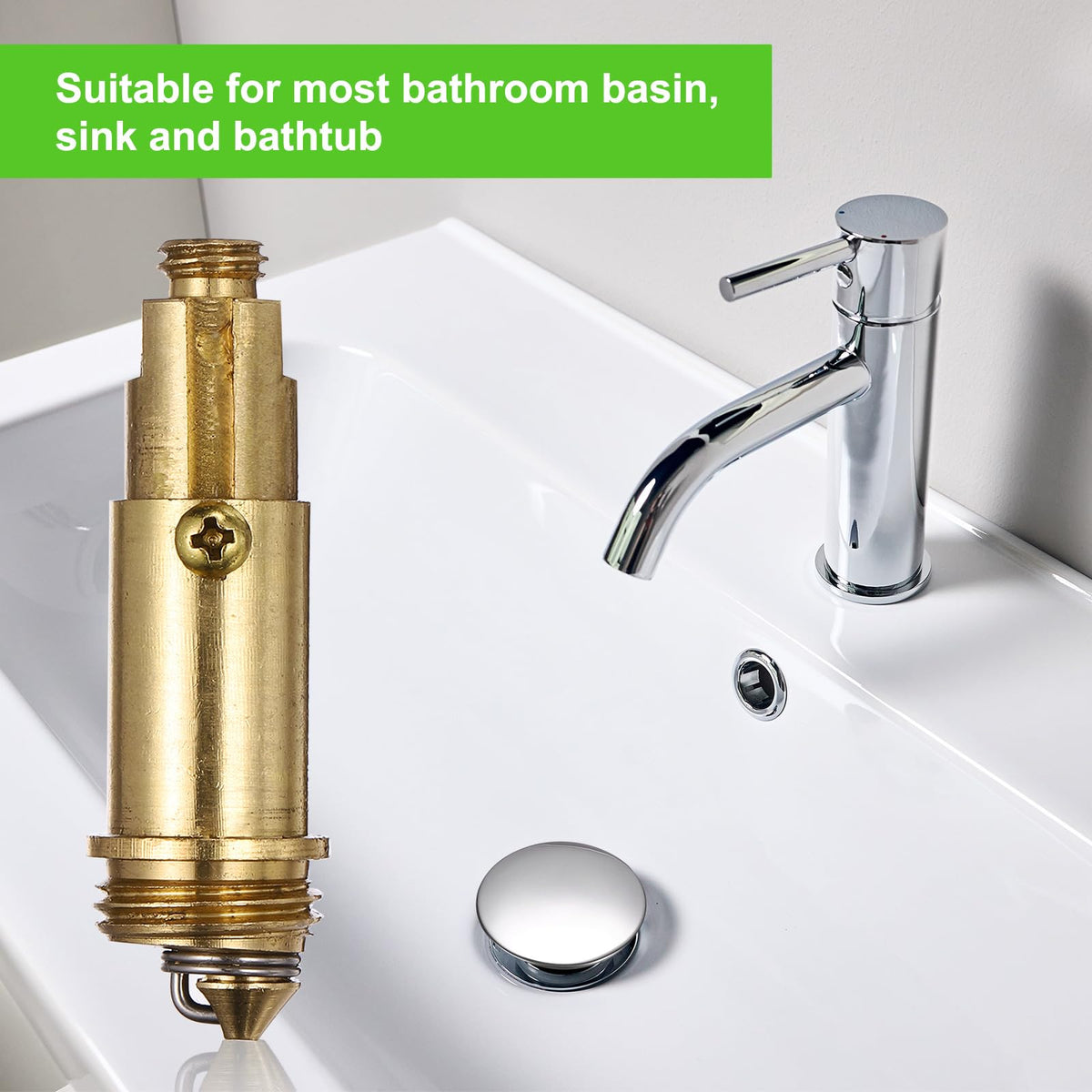 sourcing map Basin Sink Clicker, Replacement Sink Basin Clicker Brass Push Spring Plug for Home Bathroom Bathtub Sinks Drain Stopper - image 5