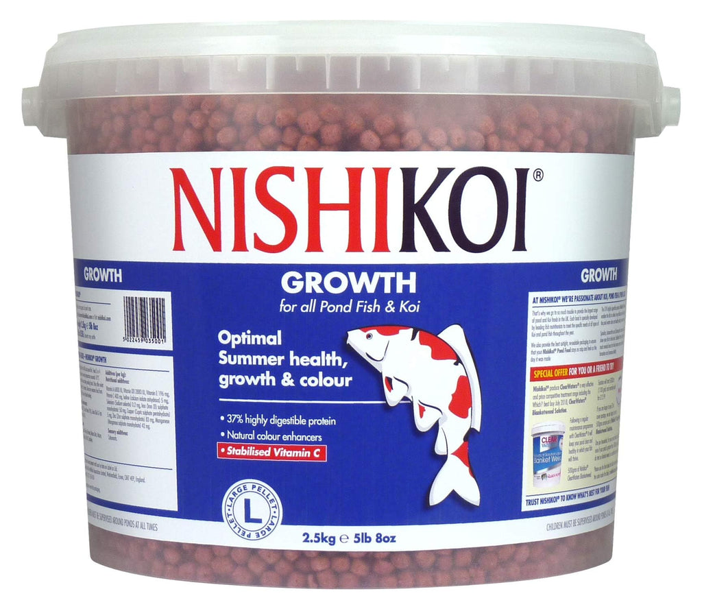 Nishikoi Growth Koi & Pond Fish Food - High Protein Large Pellets - 2.5kg