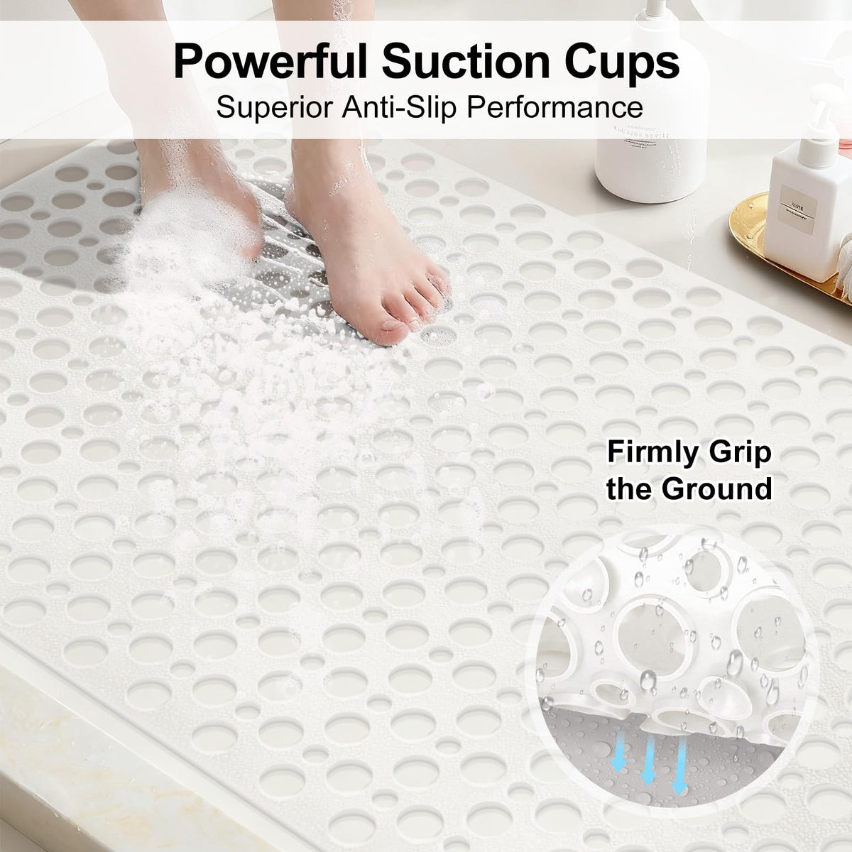 Shower Mat Non Slip Anti Mould: 60 x 90 cm Large Shower Mat for Inside Walk-in Shower Tray - Soft TPE Anti Slip Shower Mat for Bathroom Wet Floor - image 3