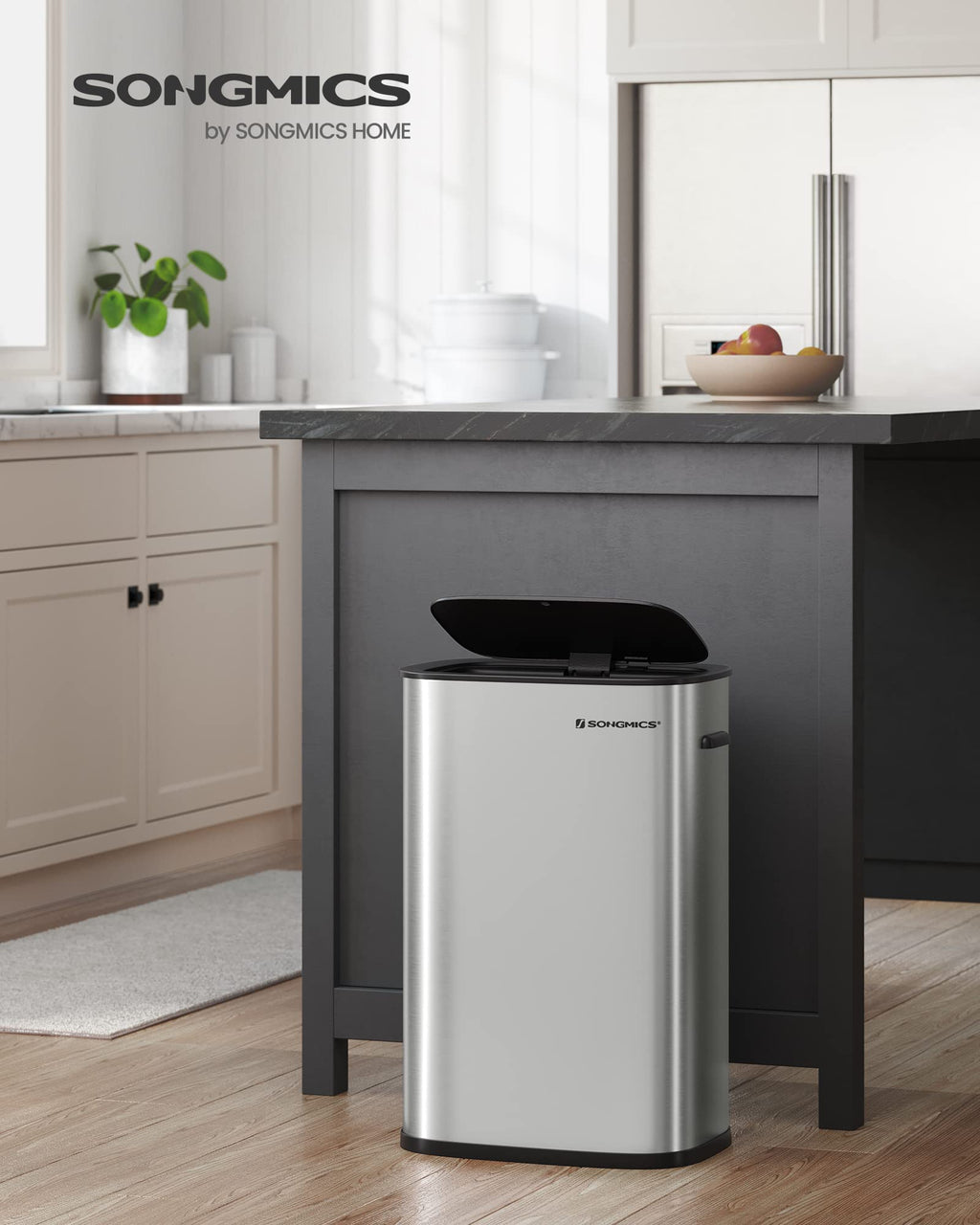 SONGMICS 50L Sensor Kitchen Bin | Automatic Stainless Steel Waste Bin