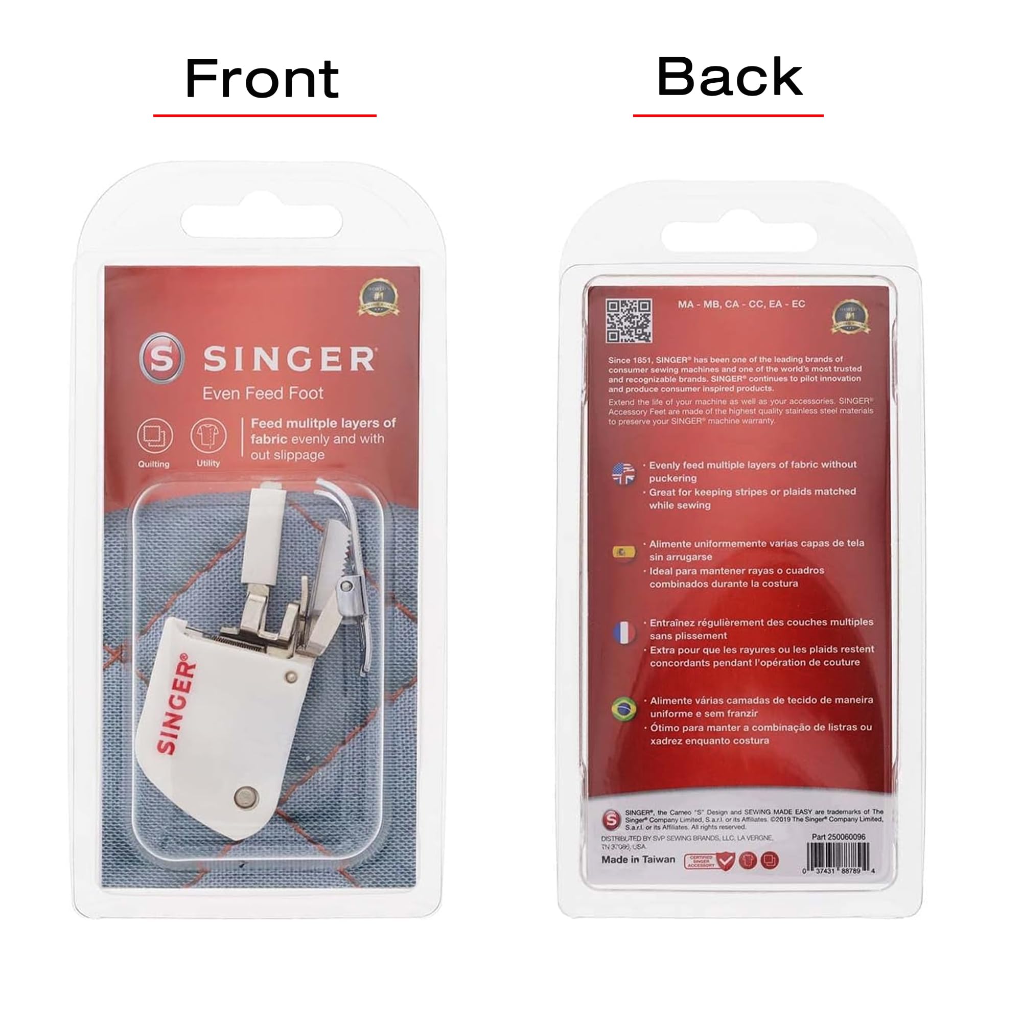 SINGER Even Feed Walking Presser Foot for Quilting and Heavy Fabrics