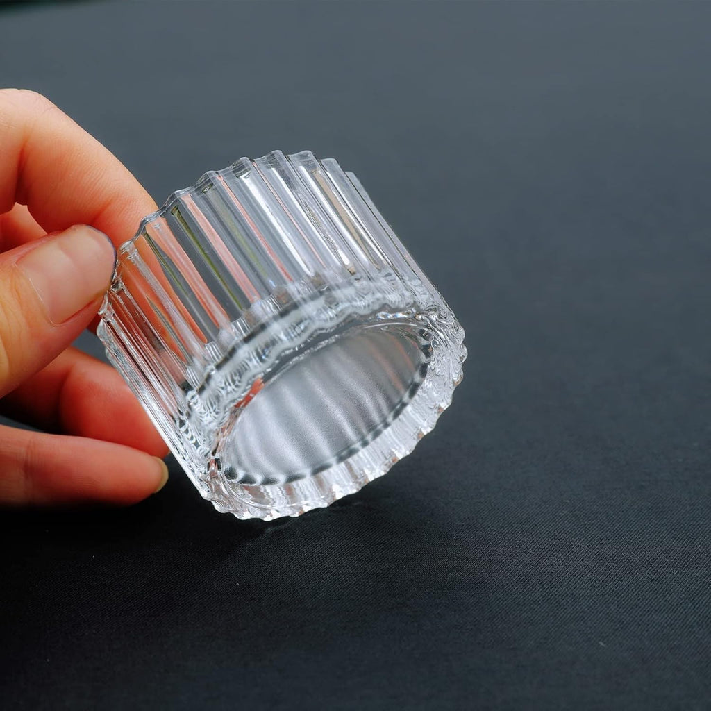 Vohocandle Ribbed Glass Tealight Holders - Set of 24 Clear Votives