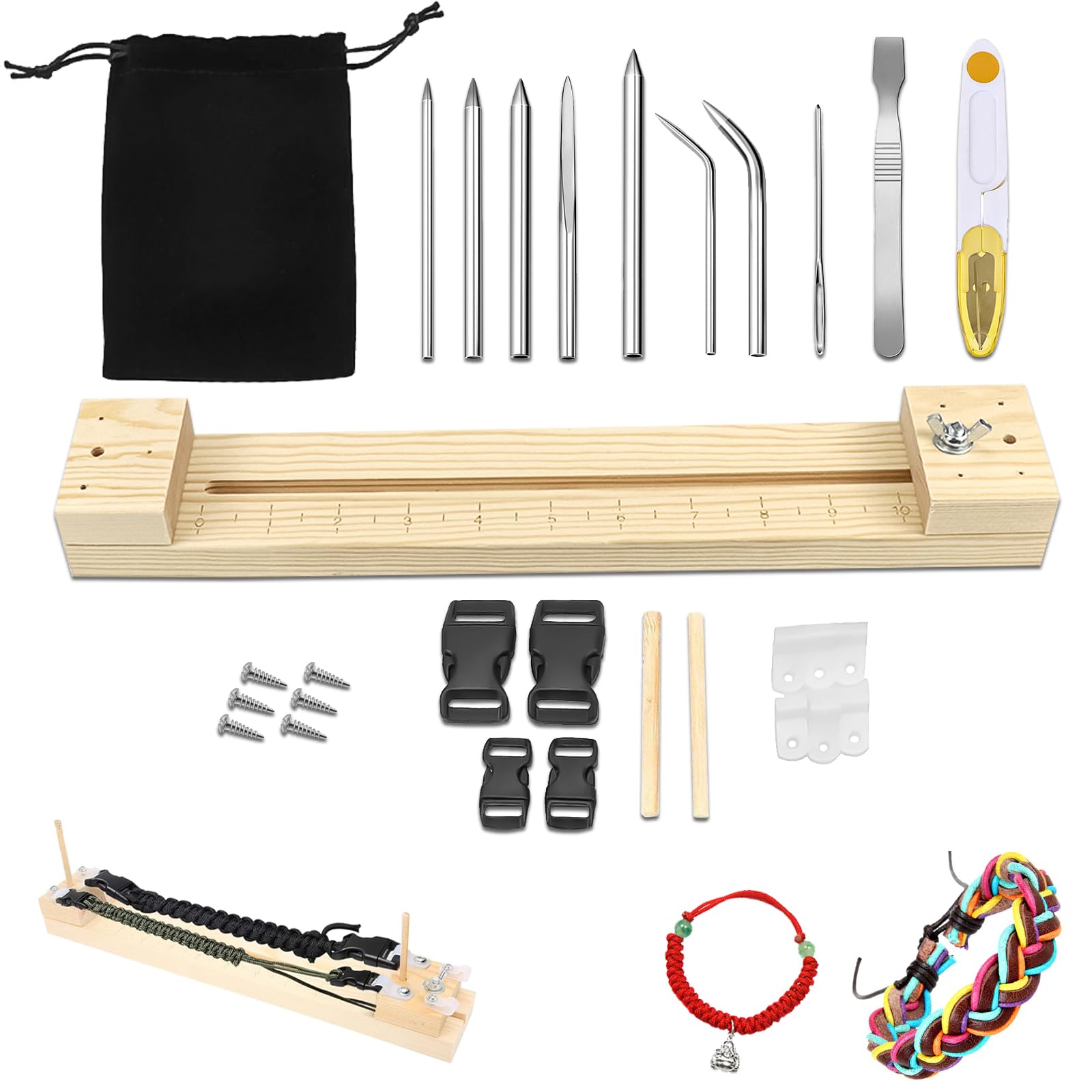 DYOUen Paracord Jig – Adjustable Wood Bracelet Maker Braiding Tool Set