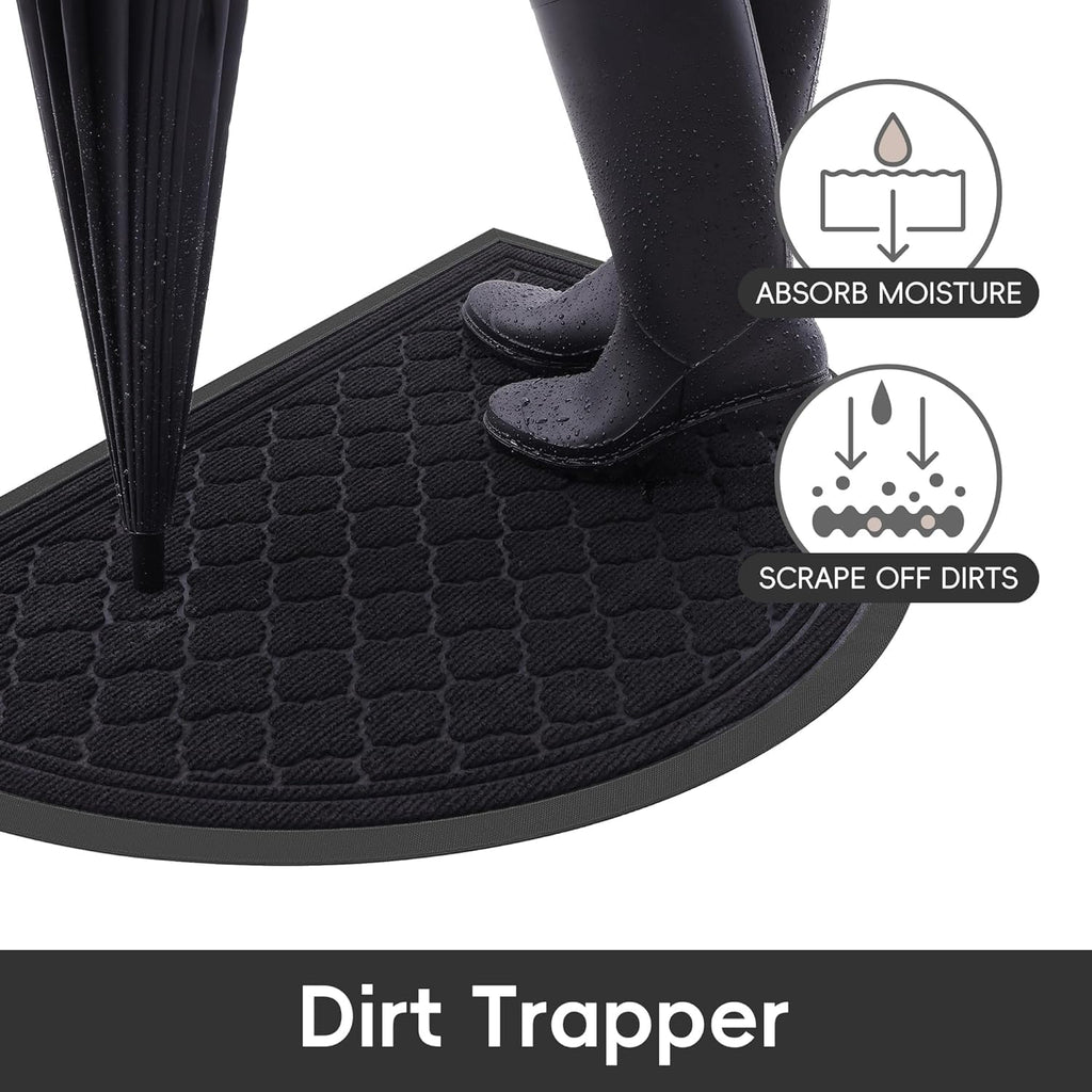 Homaxy Half Moon Door Mat – Non-Slip Rubber Dirt Trapper Doormat, Black
