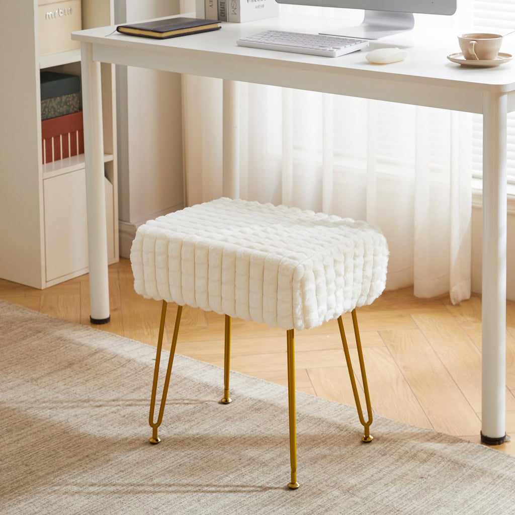 IBUYKE Makeup Vanity Chair, Rectangular Footrest Stool, White WBD003W - image 3