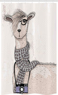 ABAKUHAUS Llama Stall Shower Curtain | Hipster Animal Fabric Decor – 47x70"