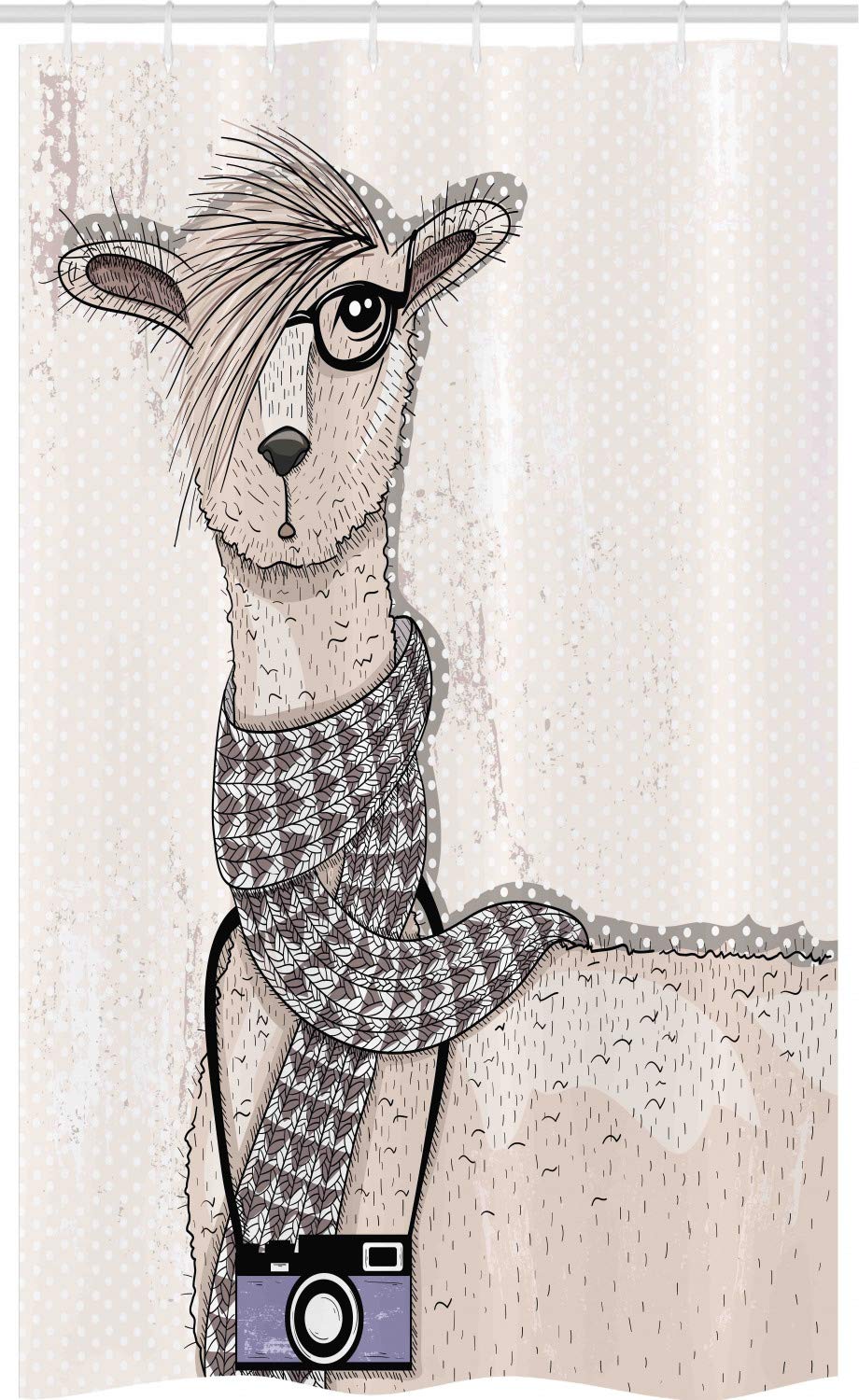 ABAKUHAUS Llama Stall Shower Curtain | Hipster Animal Fabric Decor – 47x70"