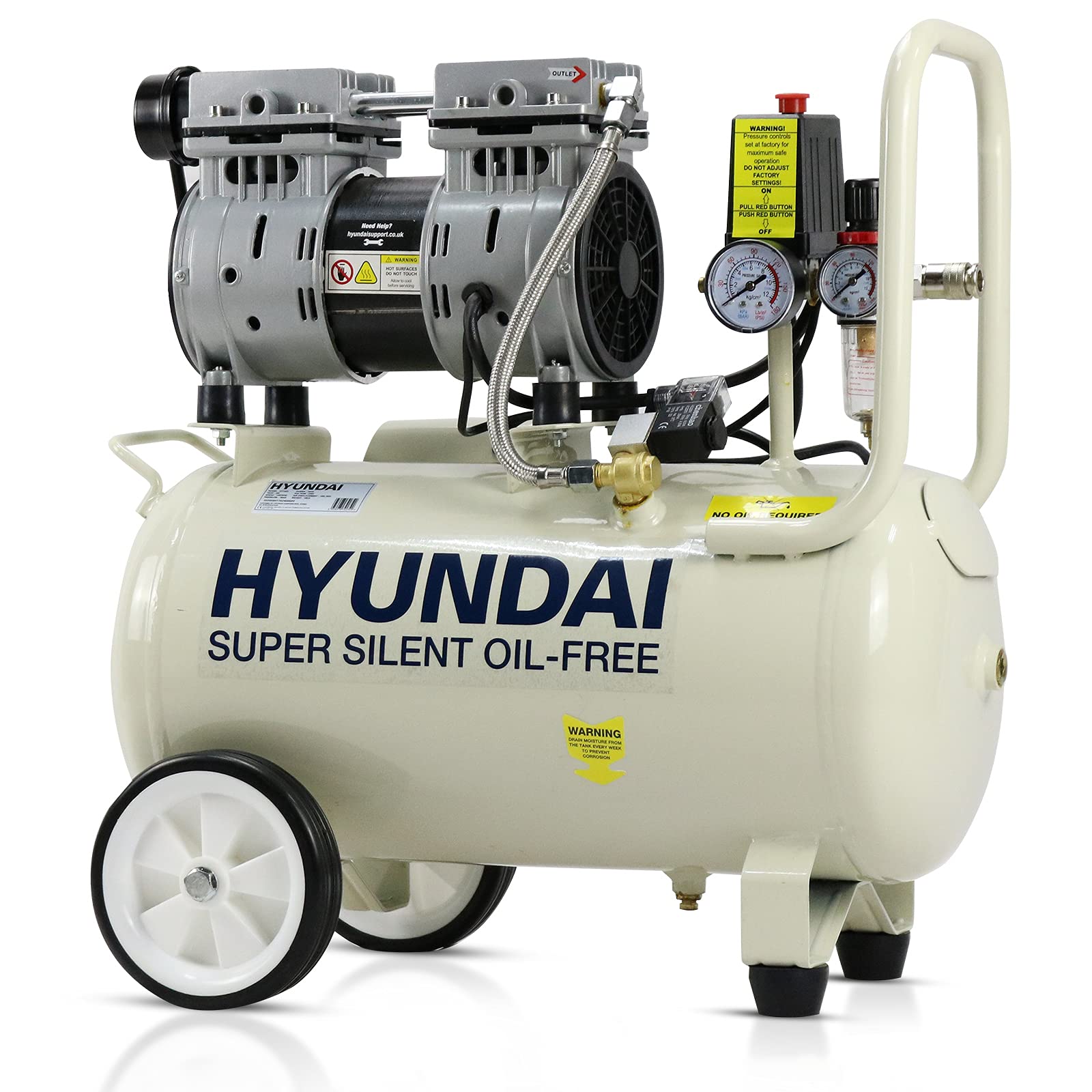 Hyundai HY7524 24L Air Compressor | 750W Silent Oil-Free Direct Drive