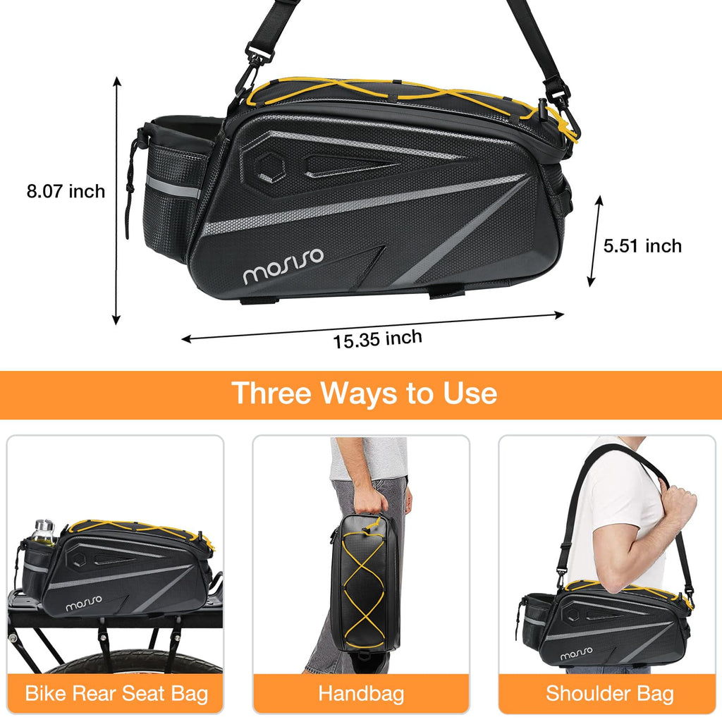 MOSISO 14L Waterproof Bike Rack Bag – EVA Rear Seat Trunk Pannier, Black
