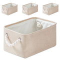 Mangata Soft Linen Storage Baskets – Washable Shelf Organisers, 4 Pack