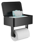 WZKALY Toilet Paper Holder with Shelf | Matte Black Stainless Steel