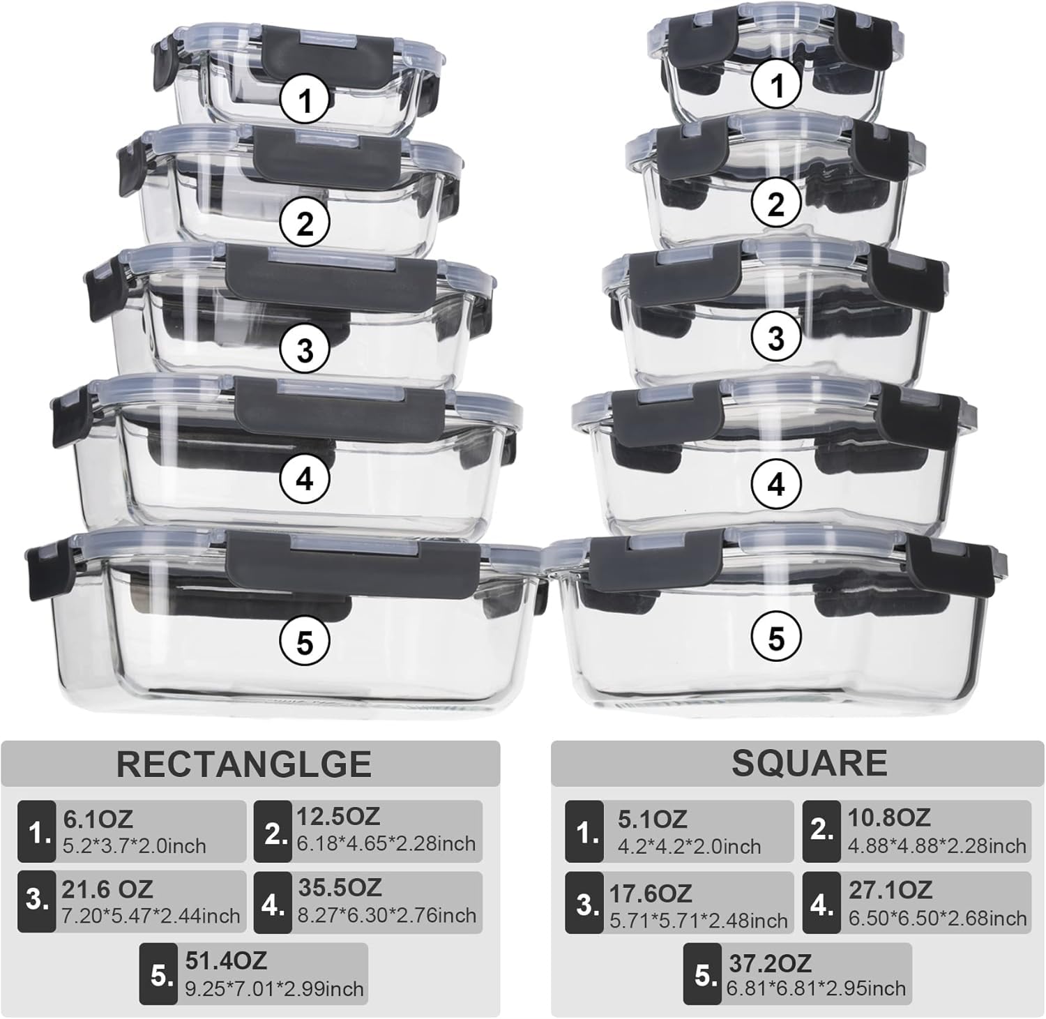 Genicook Glass Food Storage Containers – 20pc Airtight Meal Prep Set